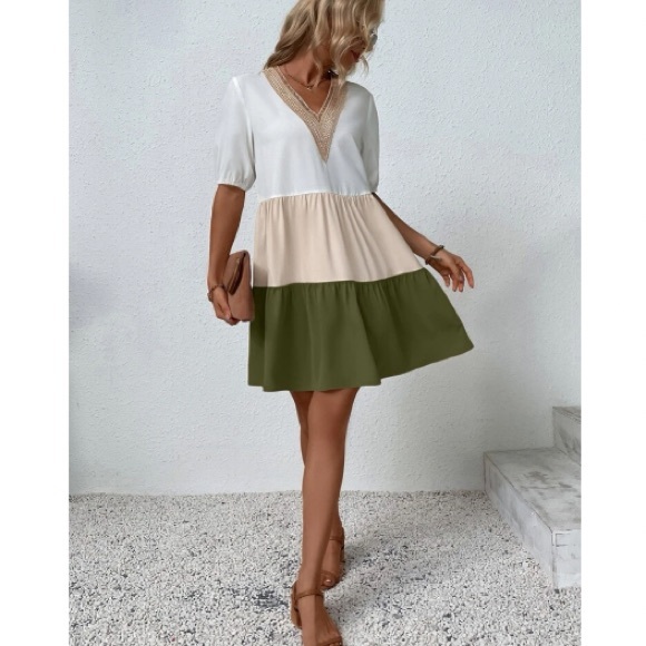 Boho Color Block Lace Oversized Dress - Picture 7 of 16